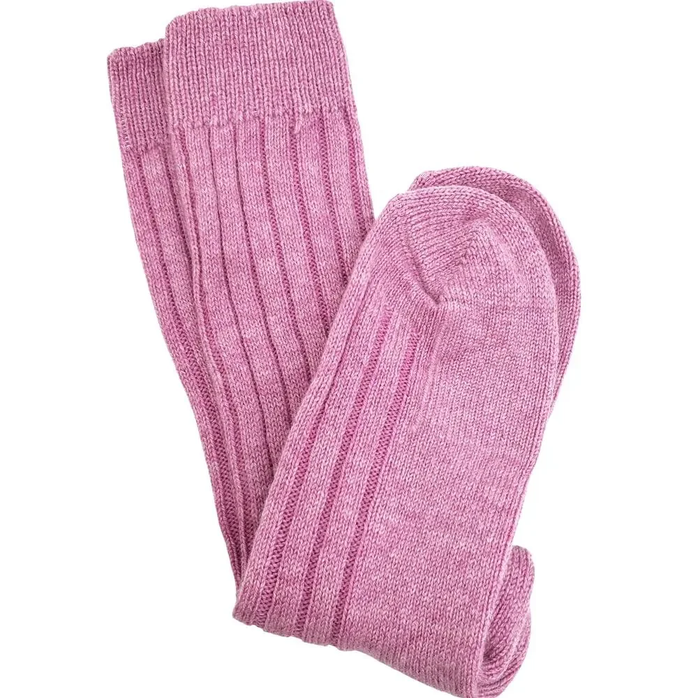 Soft Ribbed 82% Cashmere Ankle Socks Sz 9-11 Warm‎ Cozy Garnet Hill Pink Parfait